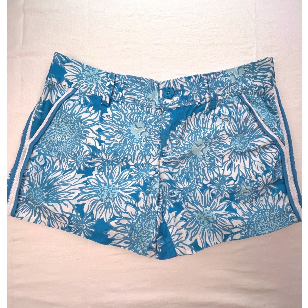 Lilly‎ Pulitzer Classic Resort Women's Shorts Blue White Floral Preppy Size 6 - Picture 9 of 9